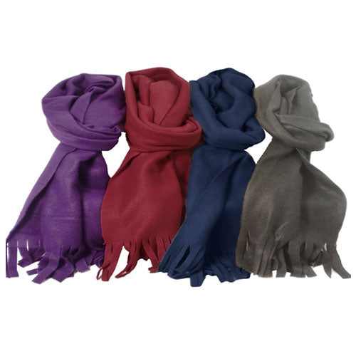 Ladies Fleece Scarf With Fringe Assorted