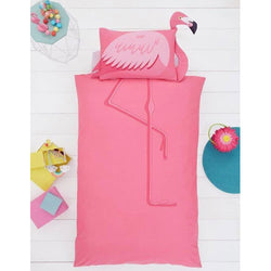 Children's Creative Novelty Flamingo Shaped Reversible Single Duvet Set