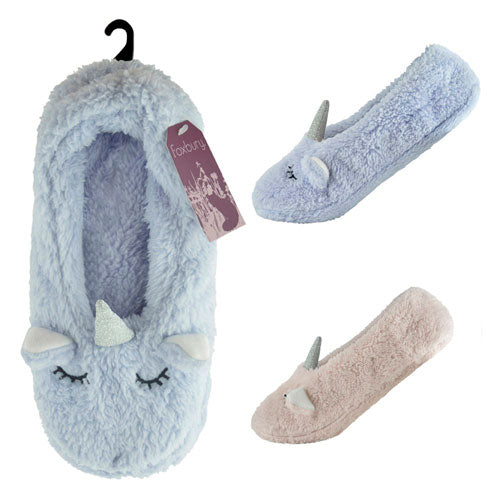 Ladies Soft Fleece Unicorn Slipper Sock