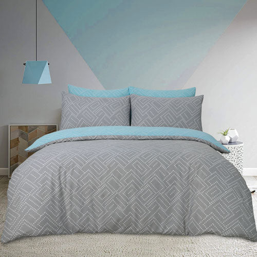 Square Dots Geo Print Design Grey Duvet Cover Set