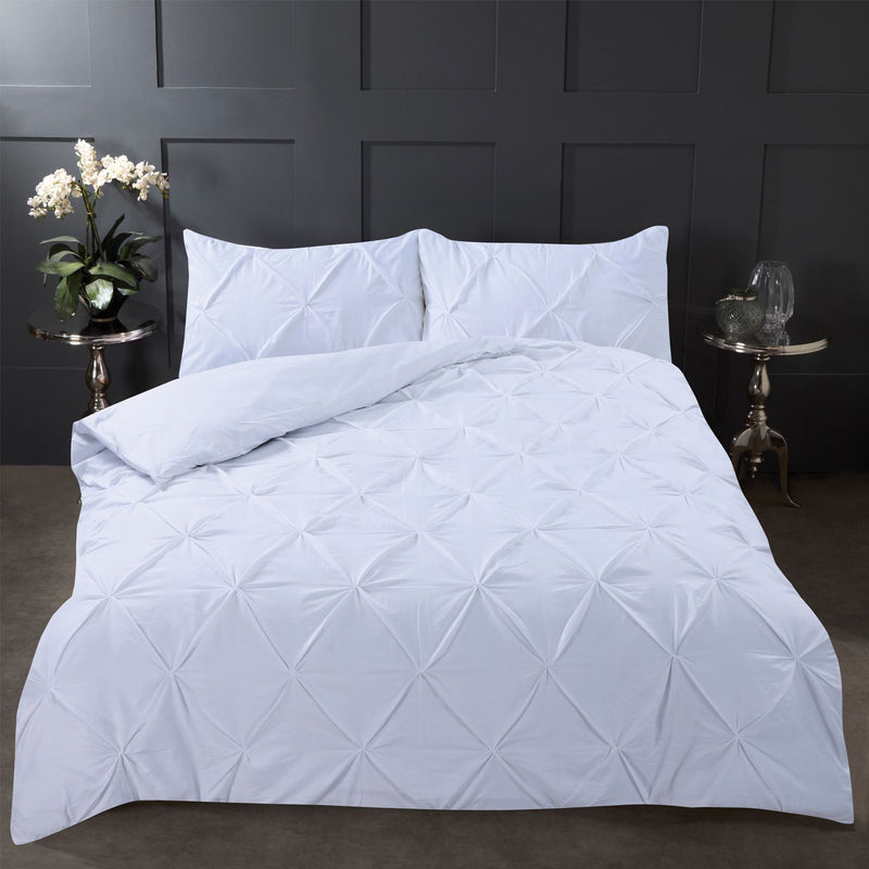 Luxury Diamond Pintuck Pinch Pleat Blush Pink Single, Double, King & Super King Duvet Set