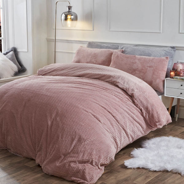 Brentfords Waffle Fleece Blush Pink Duvet Set