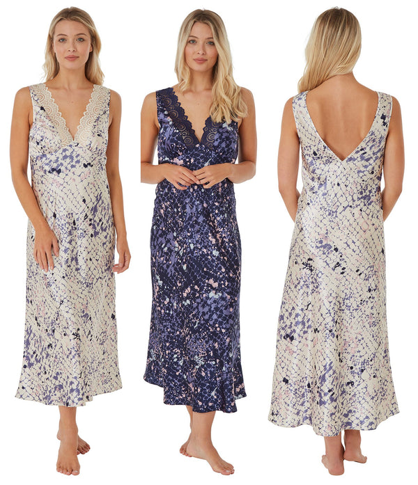 Kendrick Satin Built Up Shoulder Long Nightdress by Indigo Sky Plus Size