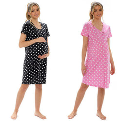 Ladies Maternity Polka Dot Button Nightie Size 8 - 22