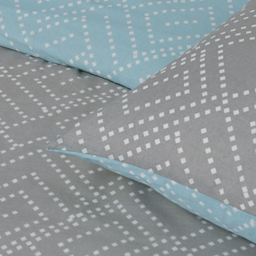 Square Dots Geo Print Design Grey Duvet Cover Set