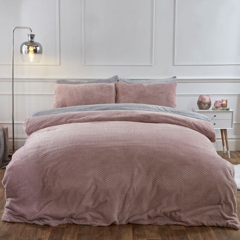 Brentfords Waffle Fleece Blush Pink Duvet Set