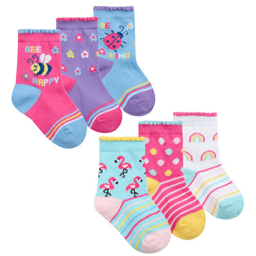 Baby Girls 3 Pack Flamingo And Bee Socks