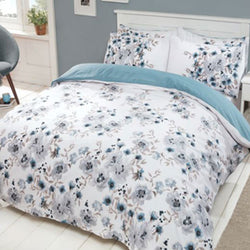 Blue Floral Print Duvet Cover Set