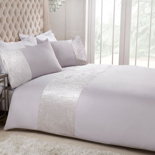 Luxury Velvet Cuff Silver Duvet Cover Set