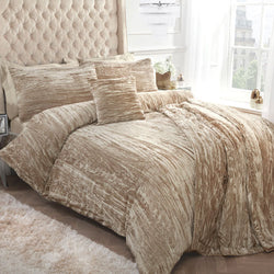 Crinkle Velvet Gold Duvet Cover Set