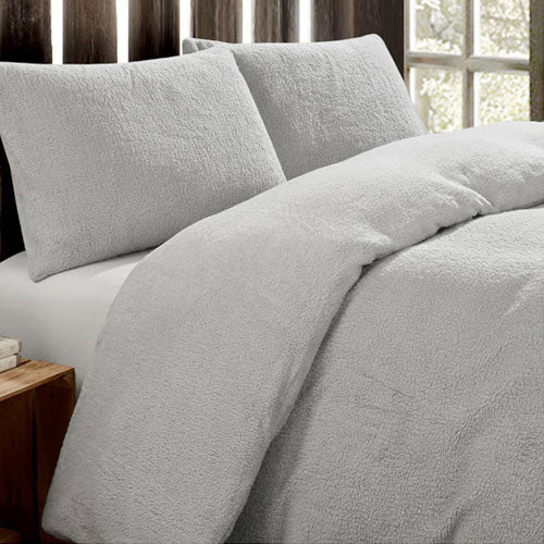 Super Soft Teddy Fleece Charcoal Duvet Cover Set