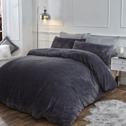 Brentfords Waffle Fleece Charcoal Grey Duvet Set