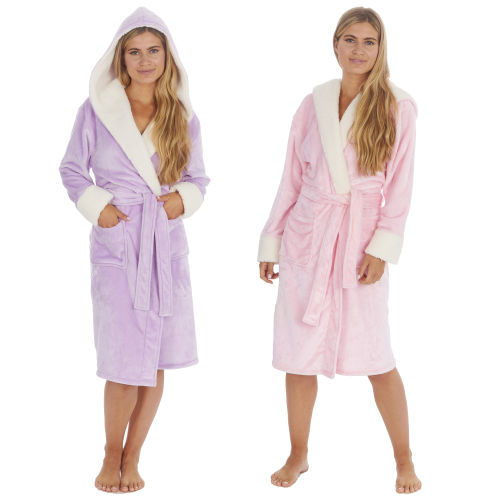 Ladies Shimmer Contrast Collar Robe