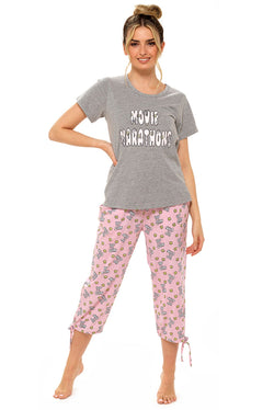 Ladies Jersey Popcorn Cropped Leg Pyjama By Follow That Dream Size 8 -22