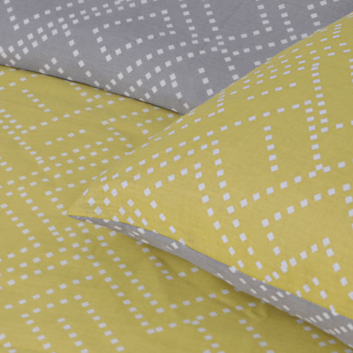 Square Dots Geo Print Design Ochre Duvet Cover Set