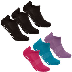 12 Pairs Ladies Gripper Sole Sport Trainer Socks Plain/Pastel Size 4-8