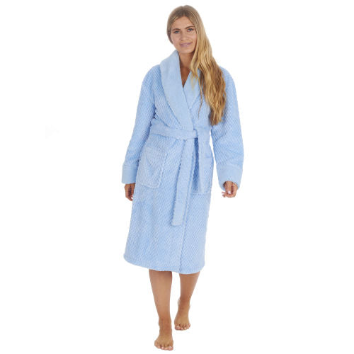 Ladies Waffle Fleece Shawl Collar Gown Small - XL