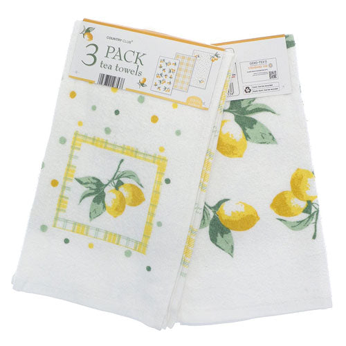 3 Pack Velour Kitchen Towels Lemons