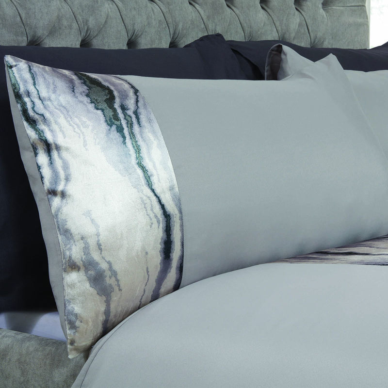 Sienna Aurora Marble Velvet Silver Duvet Set