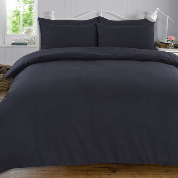 100% Cotton Plain Black Duvet Set