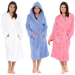 Ladies Hooded Towelling Robe Size 8 -22