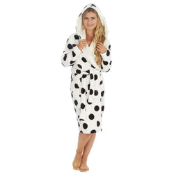 Ladies Spot Print Hooded Gown Small - XL