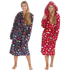 Unisex Christmas Print Fleece Gown Size Small - XL