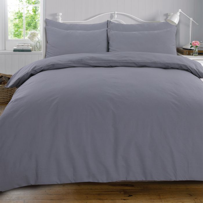 100% Cotton Plain Grey Duvet Set