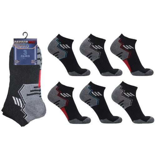 6 Pairs Mens Performax Pro Arch Top Trainer Socks Sport Size 6-11