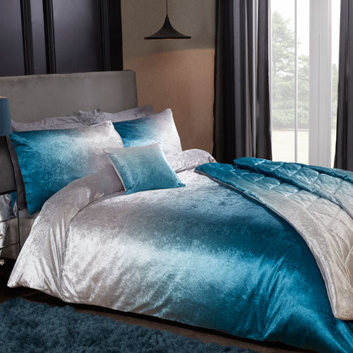 Luxury Ombre Velvet Blue Duvet Cover Set