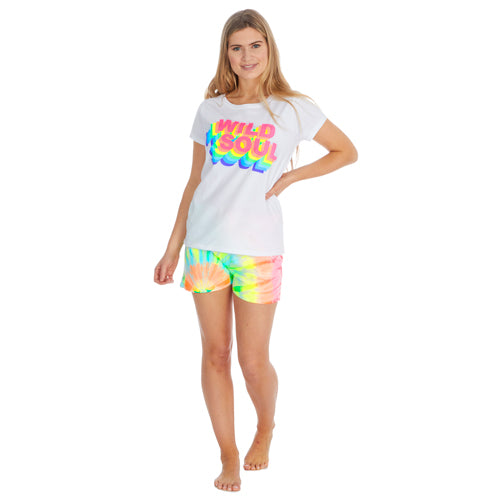 Ladies Tie Dye T-Shirt And Shorts Set Size 8 - 22