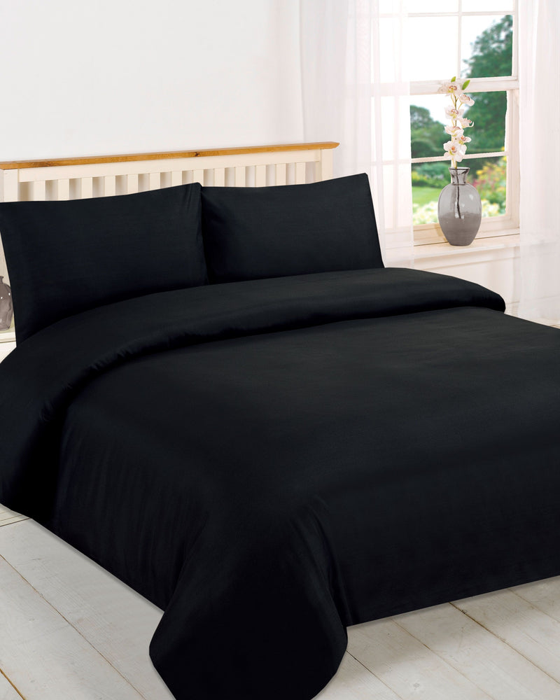 Brentfords Plain Dye Black Duvet Set