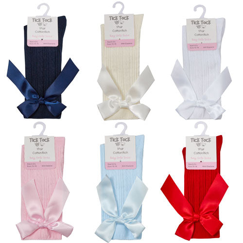 Baby Girls 1 Pair Bow Cable Knee High Socks