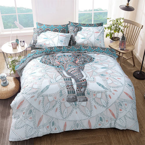 Elephant Mandala Green Reversible Duvet Set