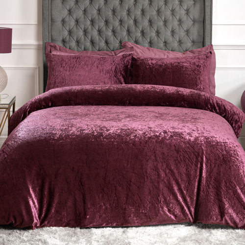 Luxury Crushed Velvet Plum Duvet Cover Set