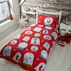 Childrens Christmas Bedding Snow Globes Single Duvet Set