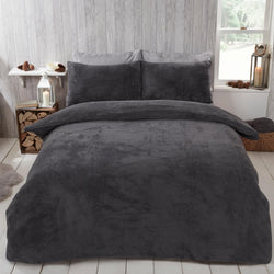 Brentfords Teddy Fleece Charcoal Grey Duvet Cover Set