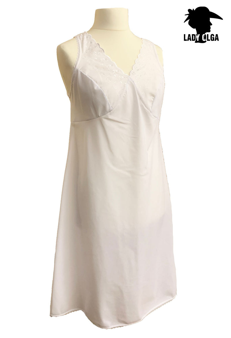 Ladies Poly Cotton Full Slips With Embroidery Built Up Shoulder Size 12 - 24