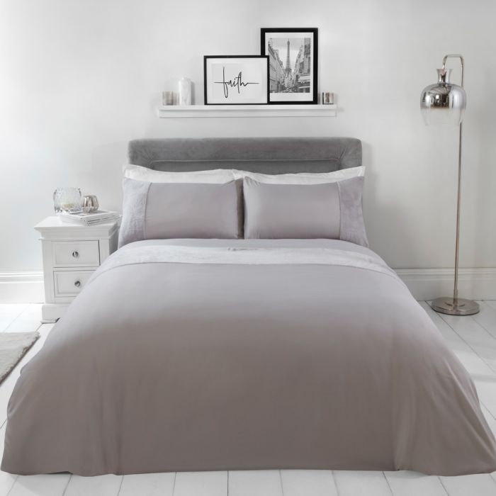 Brentfords Fleece Panel Grey King Duvet Set