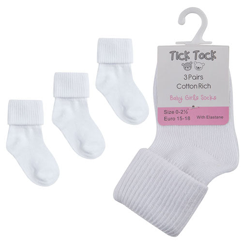 Turn Over Top Baby Ankle Socks White