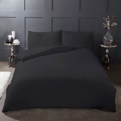 100% Brushed Cotton Flannelette Charcoal Black Duvet Set