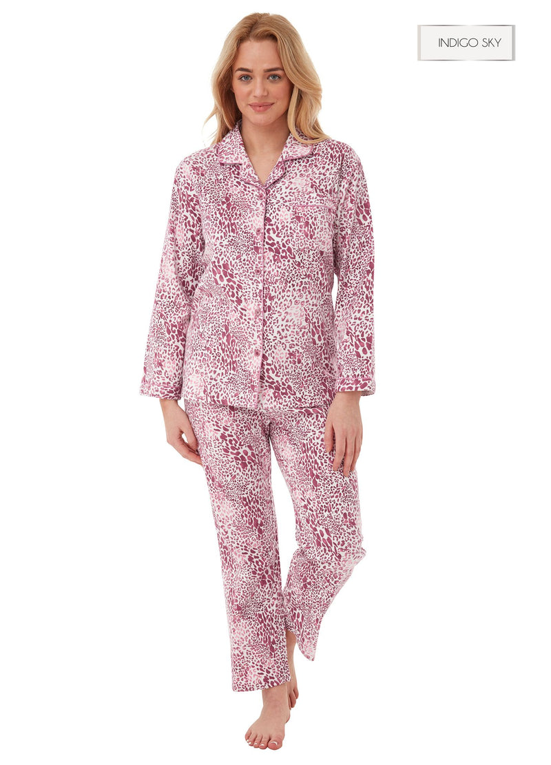 Ladies Rose Animal Print Brushed Cotton Pyjamas by Indigo Sky Size 8 - 20