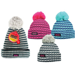 Heat Machine Knitted Pom Pom Hat with Lining