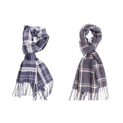 Mens Navy & Grey Check Scarf