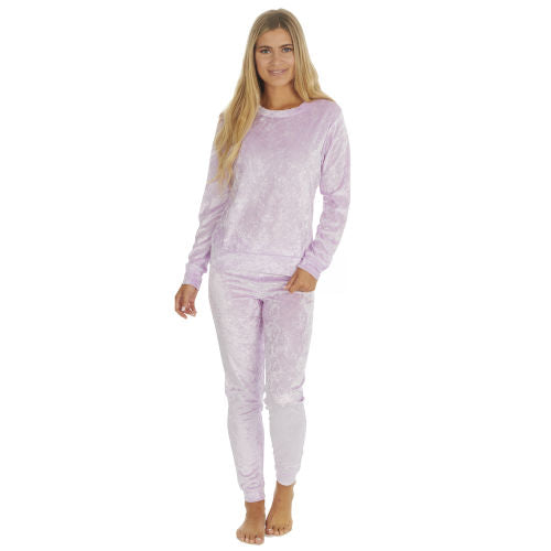 Ladies Crushed Velvet Pyjama Set Size Small - XL