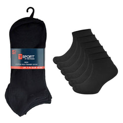 10 Pairs Mens Black Trainer Socks Size 6-11