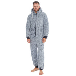 Mens Frosted Sherpa Hooded Onezee Onesie All-In-One Navy Small - XL