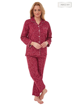 Ladies Rose Animal Print Brushed Cotton Pyjamas by Indigo Sky Size 8 - 20