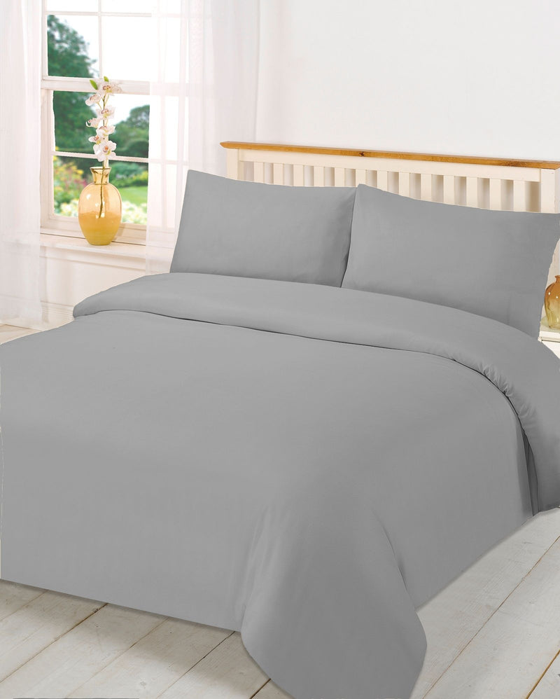 Brentfords Plain Dye Grey Duvet Set