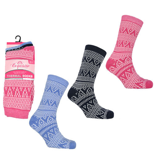 6 Pairs Exquisite Thermal Socks Aztec Size 4-8